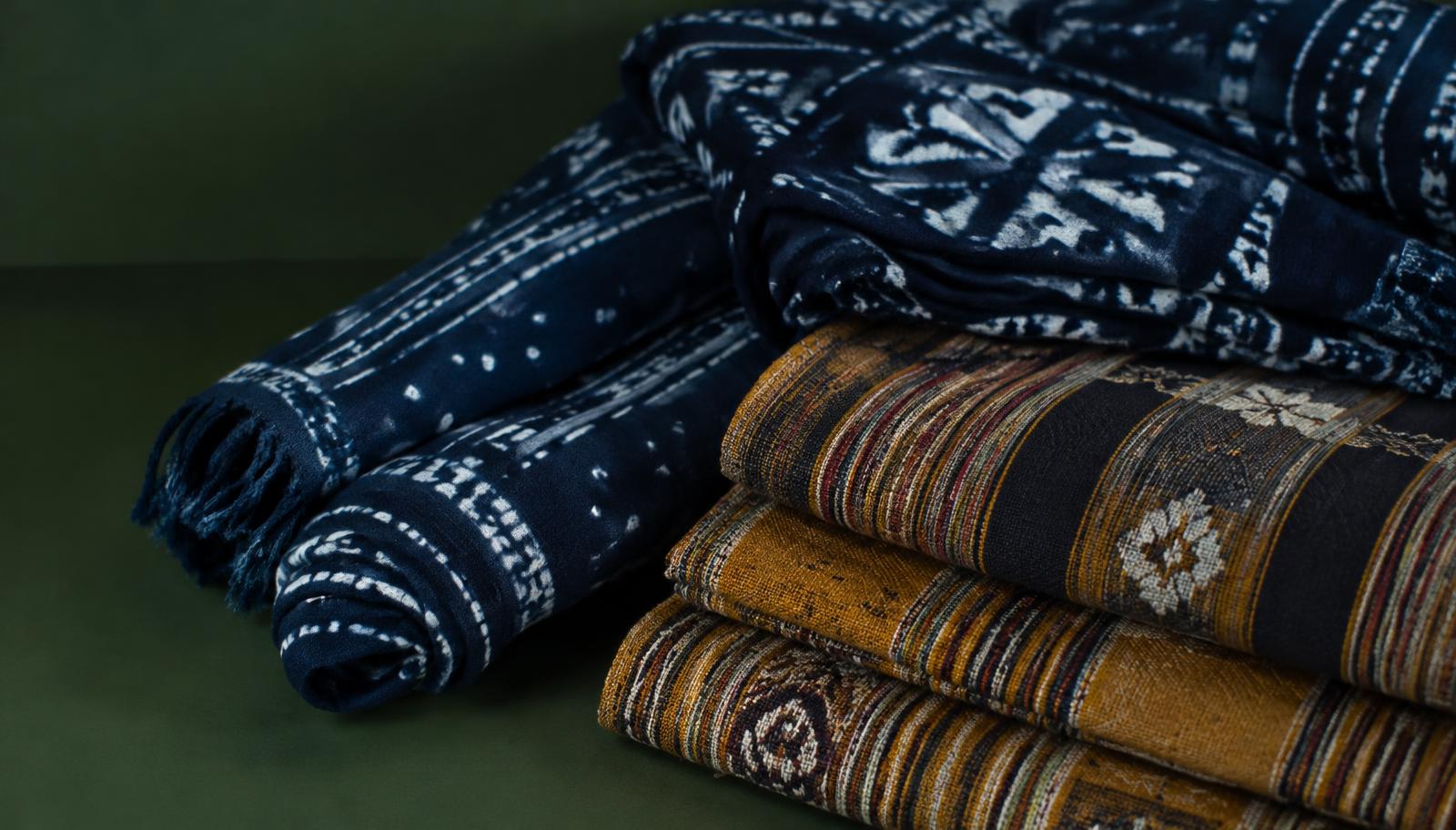 Folded Adire and Aso-Oke inspired textiles